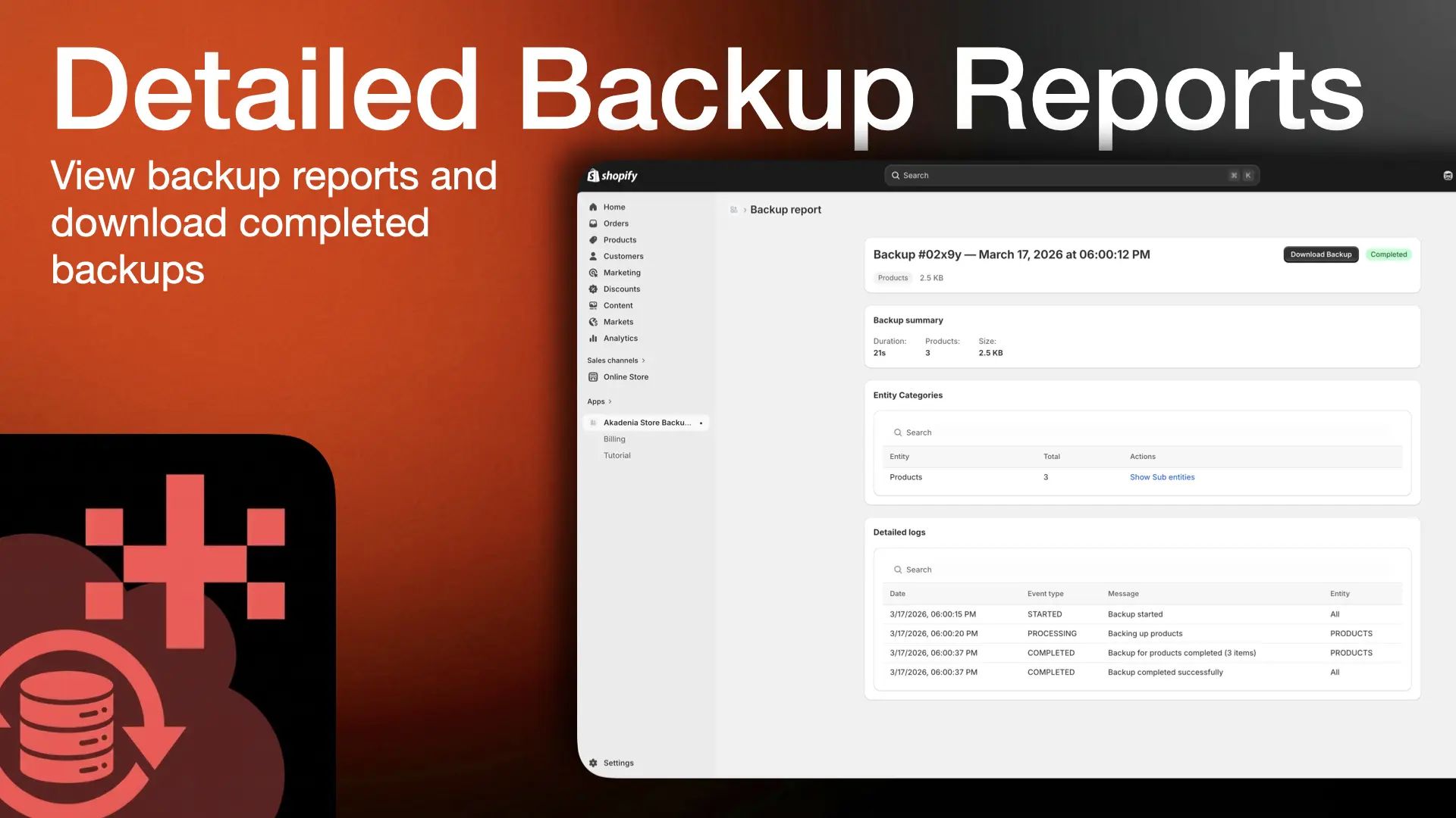View reports and download backups