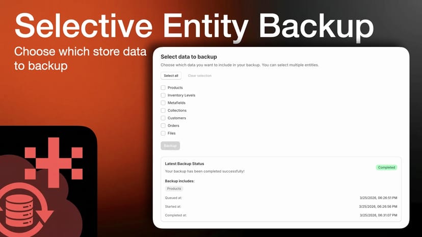 Select entities to backup